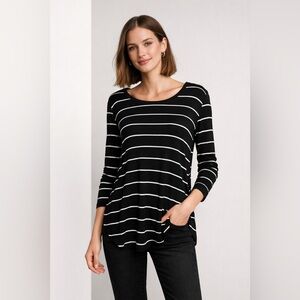 Evereve Peyton Jensen high low black white stripe top - XS